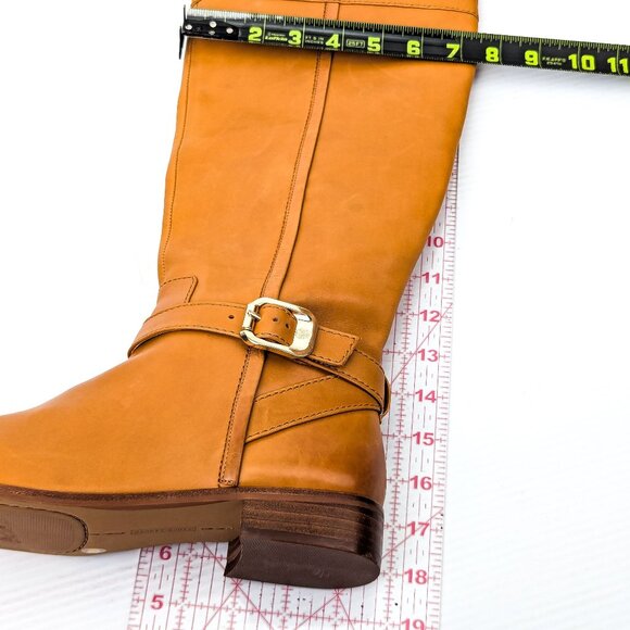 Vince Camuto Wmn Ovar Mustard Leather Buckle Riding Equestrian Tall Boots sz 7.5 - Picture 5 of 7